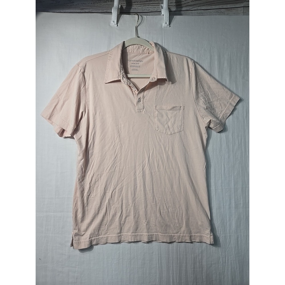 Outerknown Men's Pale Pink Organic Pima Cotton Polo Shirt Size M Casual Pocket
